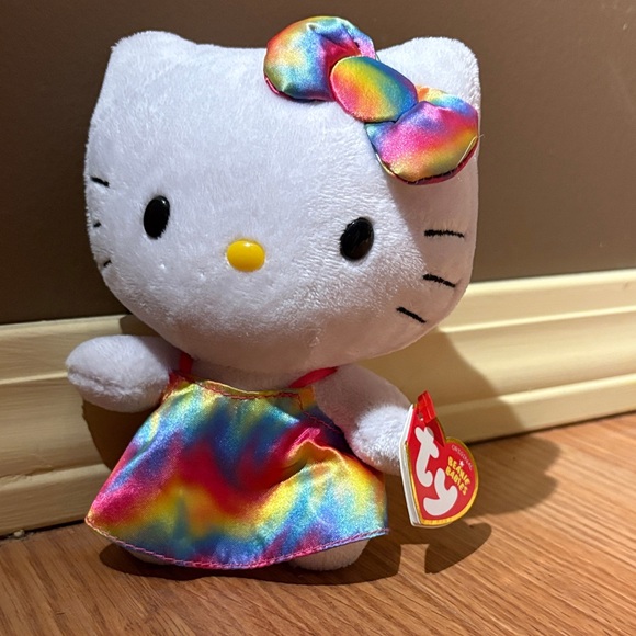 Ty Hello Kitty Plush with Rainbow Dress and Bow - Picture 3 of 4